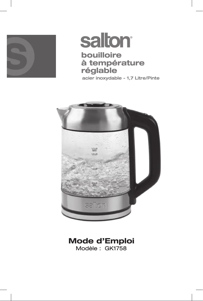 Page 1 of the manual User Manual Salton GK1758