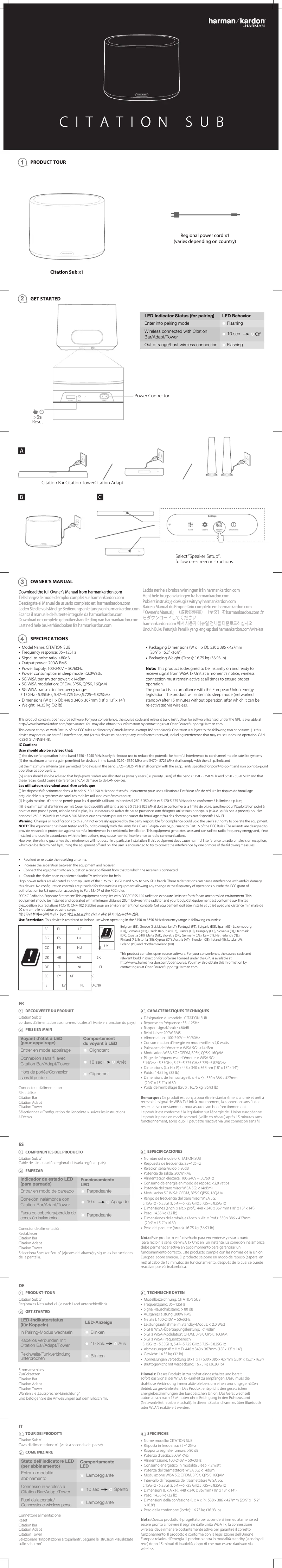 First page image of the manual for Citation Sub