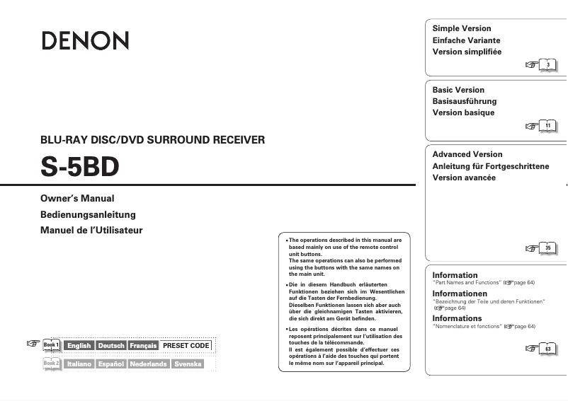 Page 1 of the manual User Manual Denon Cara