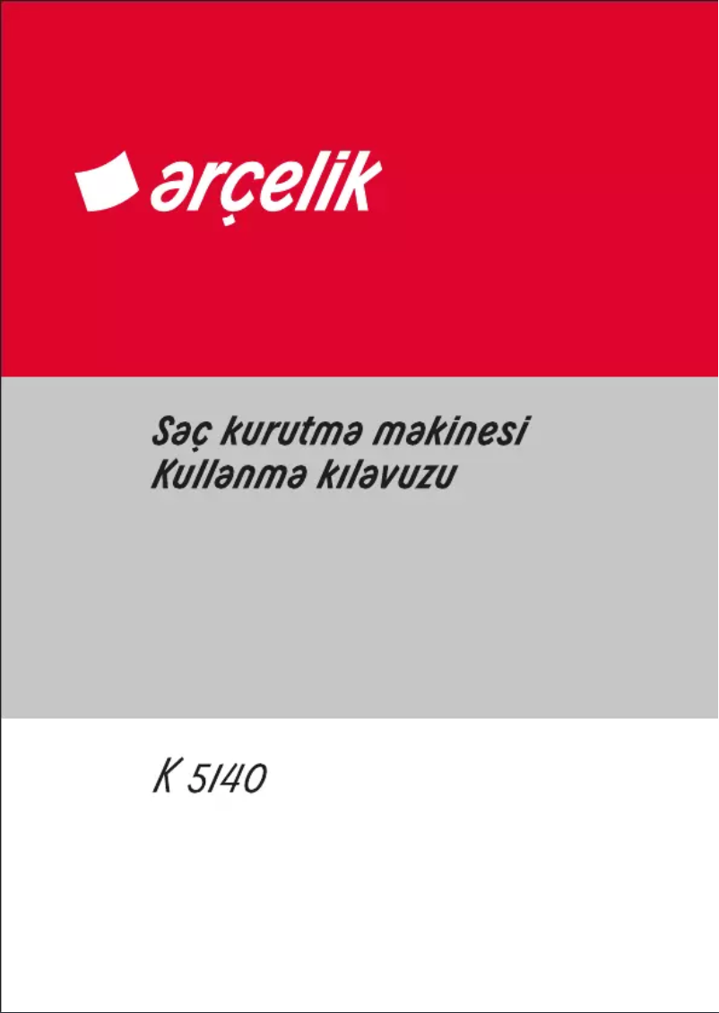 Page 1 of the manual User Manual Arçelik K 5140