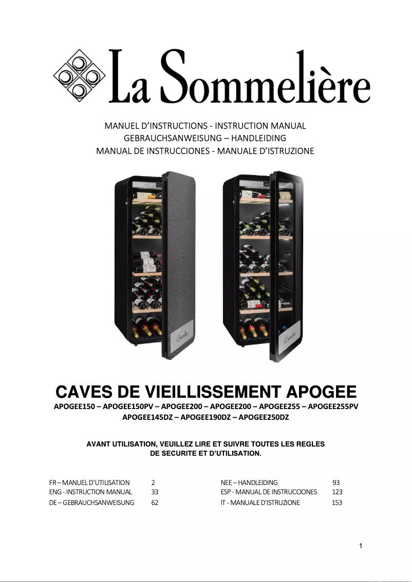 First page image of the manual for APOGEE150