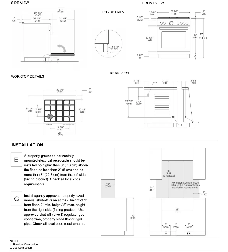 Page 1 of the manual Installation Guide Bertazzoni PRO304BFEPNET
