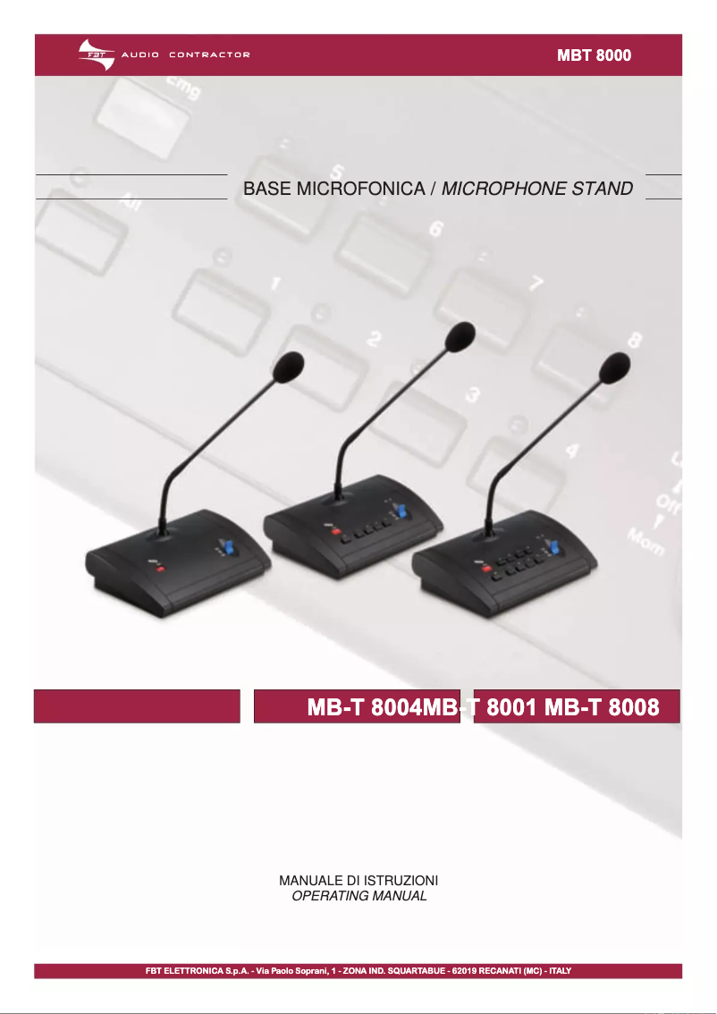 Page 1 of the manual User Manual FBT MB-T 8008