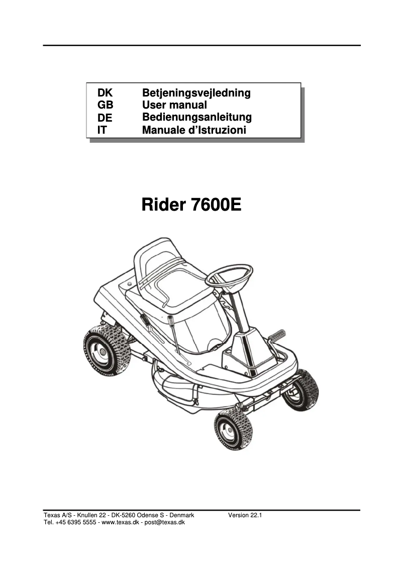 First page image of the manual for Rider 7600E