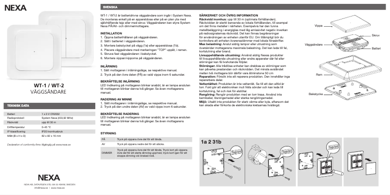 Page 1 of the manual User Manual Nexa WT-1