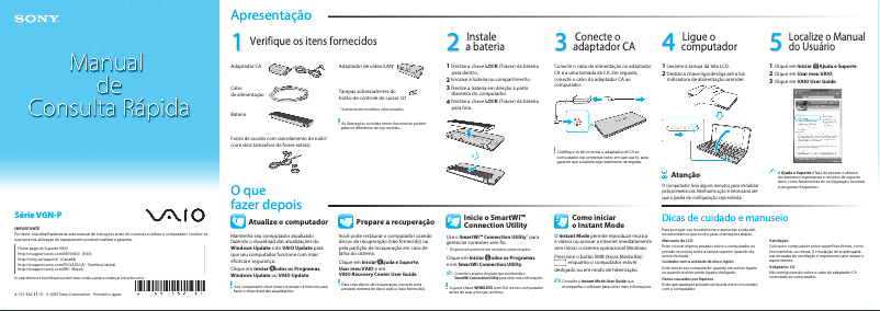 First page image of the manual for Vaio VGN-P830A
