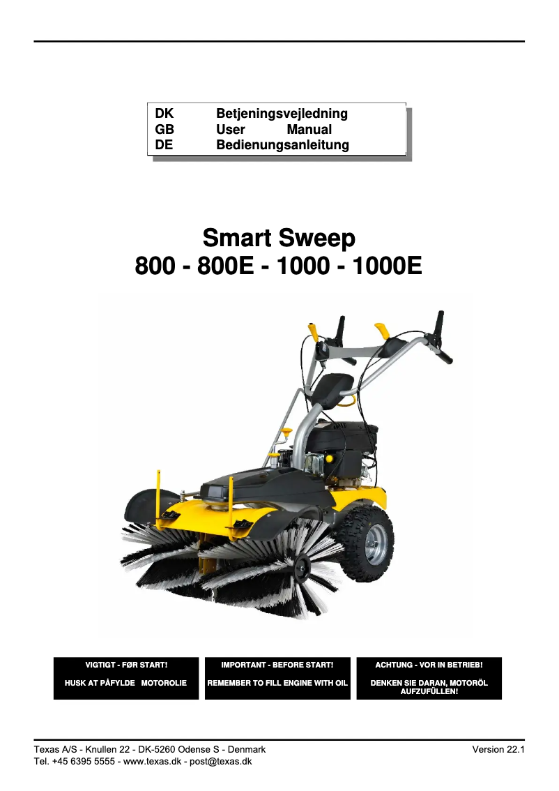 First page image of the manual for Smart Sweep 800