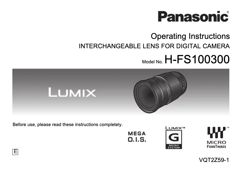 First page image of the manual for Lumix H-FS100300