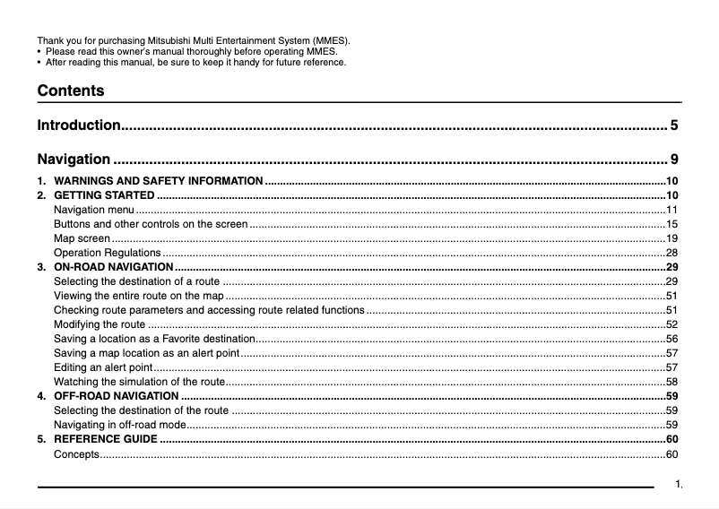 Page 1 of the manual User Manual Mitsubishi Mirage (2014)