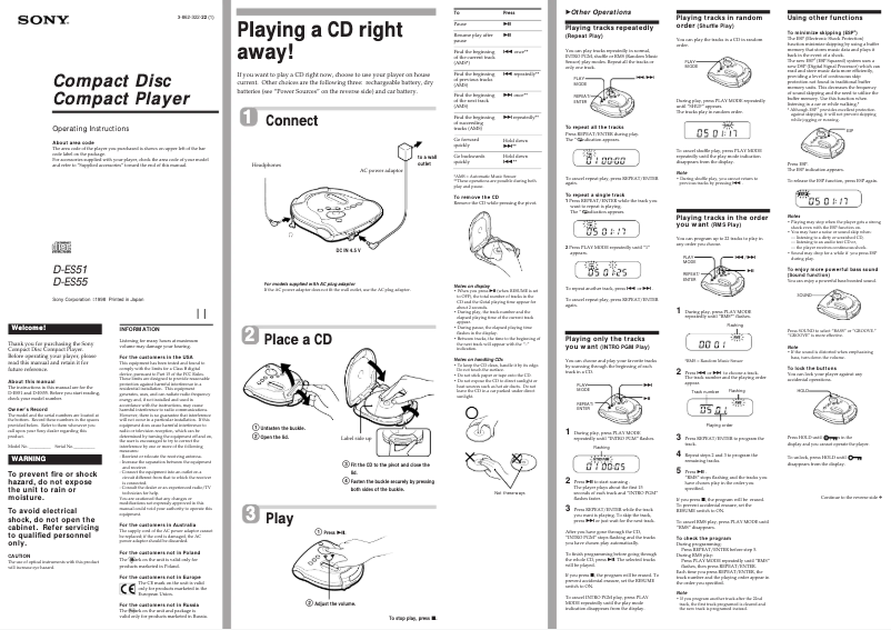 First page image of the manual for D-ES55