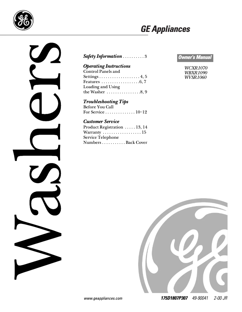 First page image of the manual for WVSR1060AAA