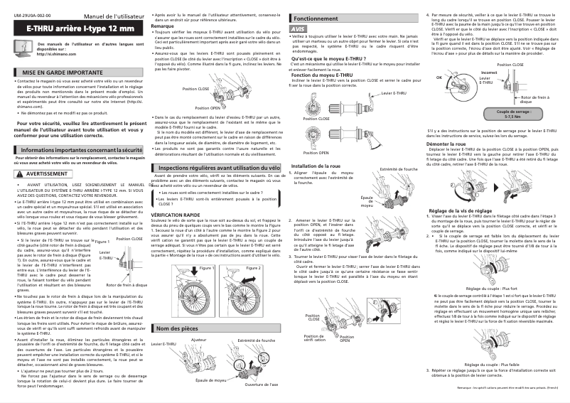 Page 1 of the manual User Manual Shimano SM-AX58-B