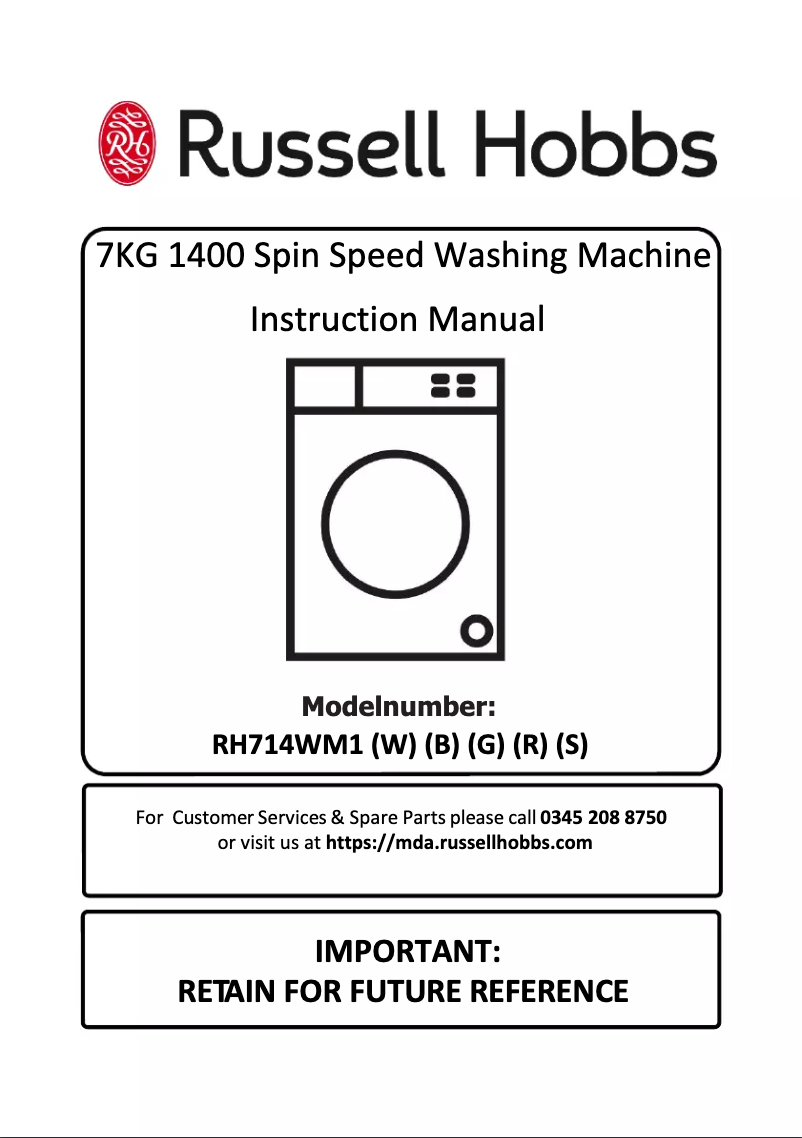 First page image of the manual for RH714WM1W