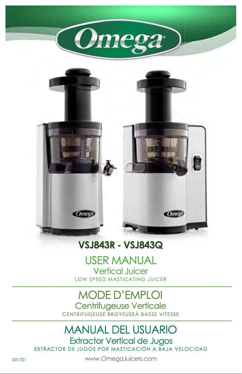 Page 1 of the manual User Manual Omega VSJ843R