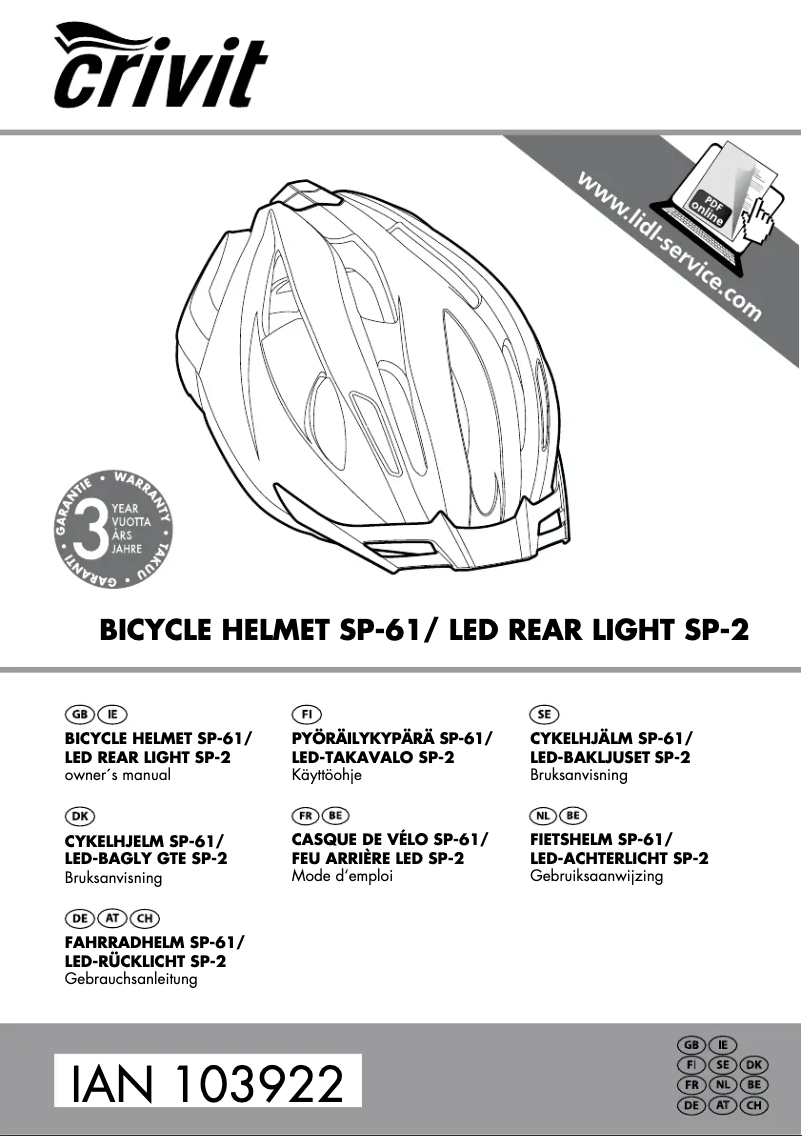 Page 1 of the manual User Manual Crivit IAN 103922
