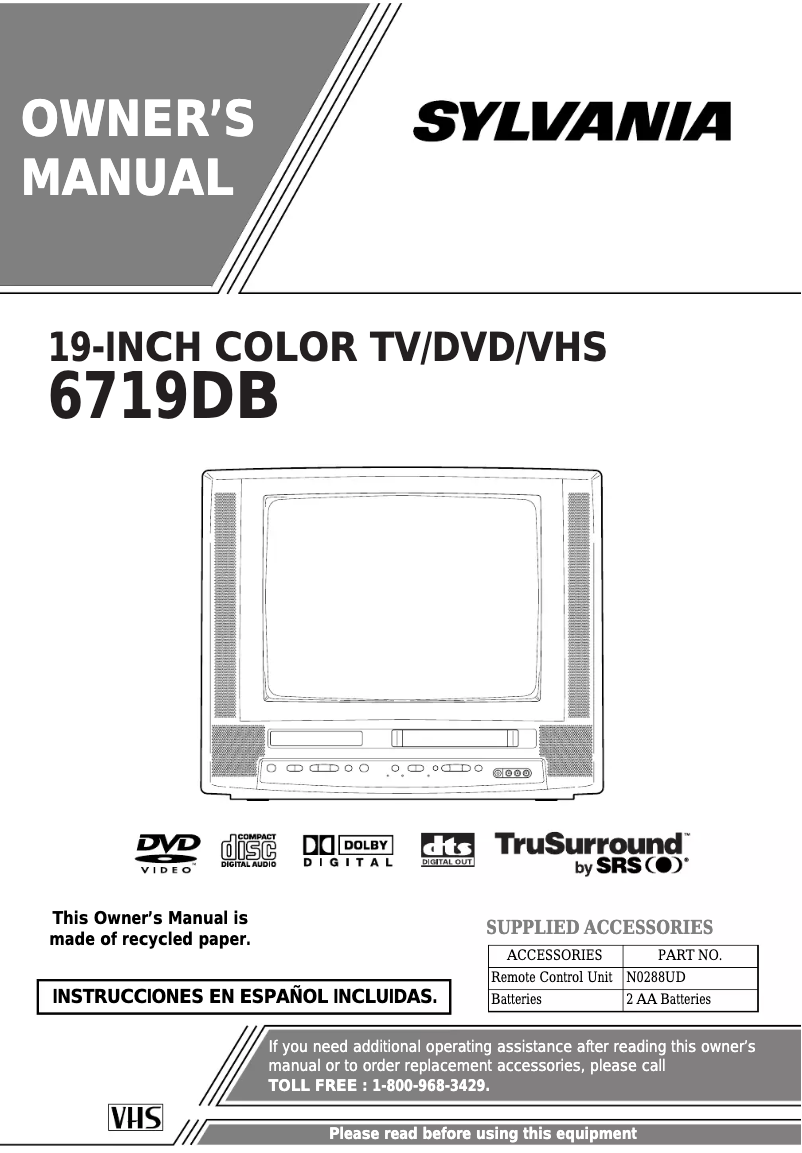 First page image of the manual for 6719DB