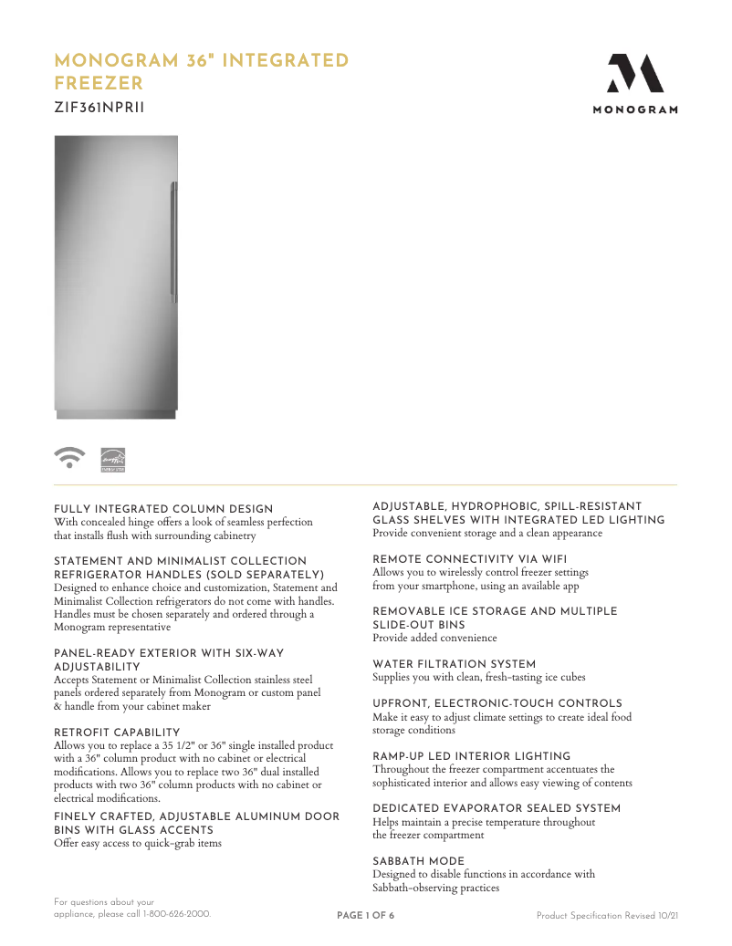 First page image of the manual for ZIF361NPRII