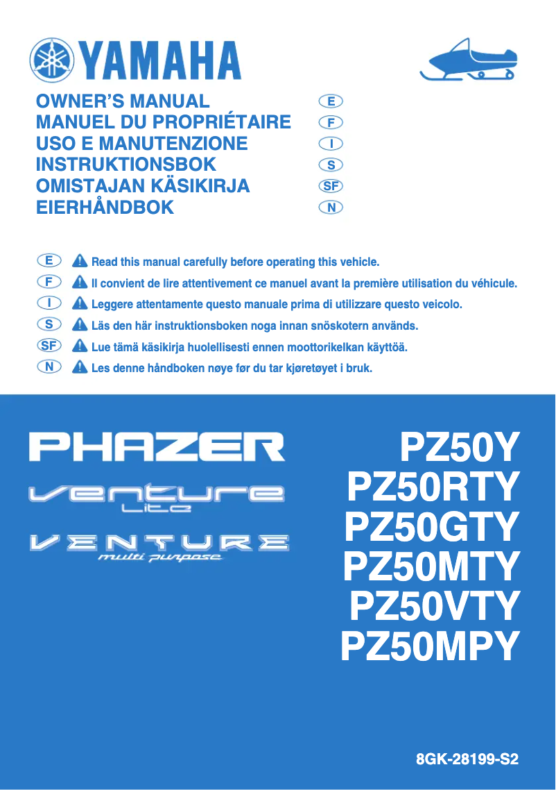 Page 1 of the manual User Manual Yamaha Phazer R-TX (2009)