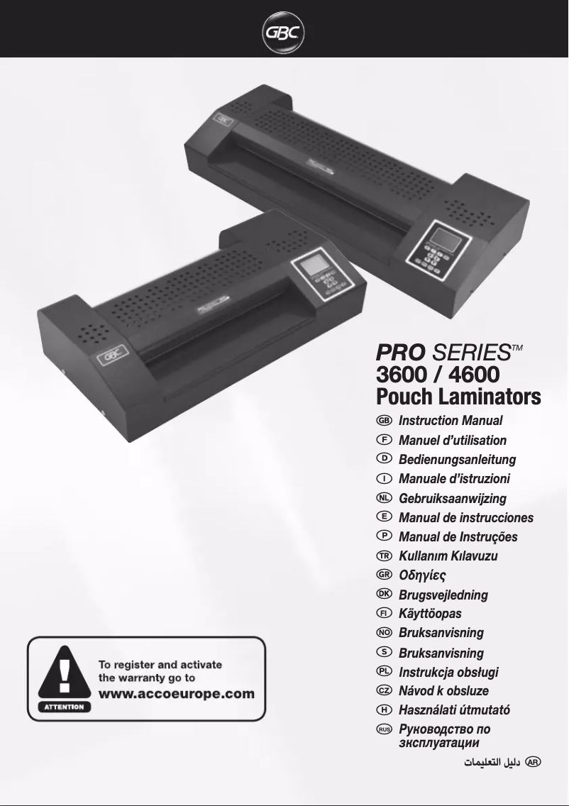 Page 1 of the manual User Manual GBC Proseries 4600