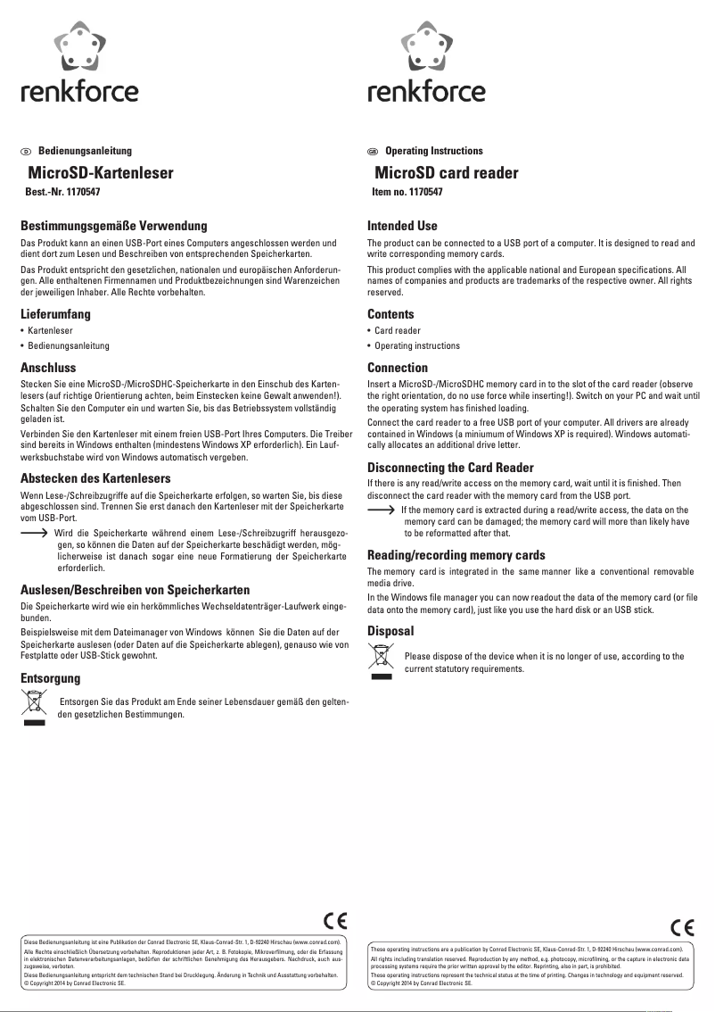 Page 1 of the manual User Manual Renkforce RF-3511641