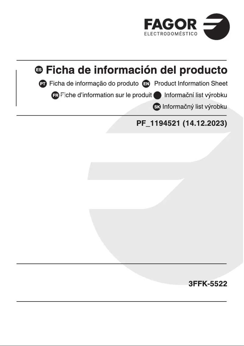 First page image of the manual for 3FFK-5522