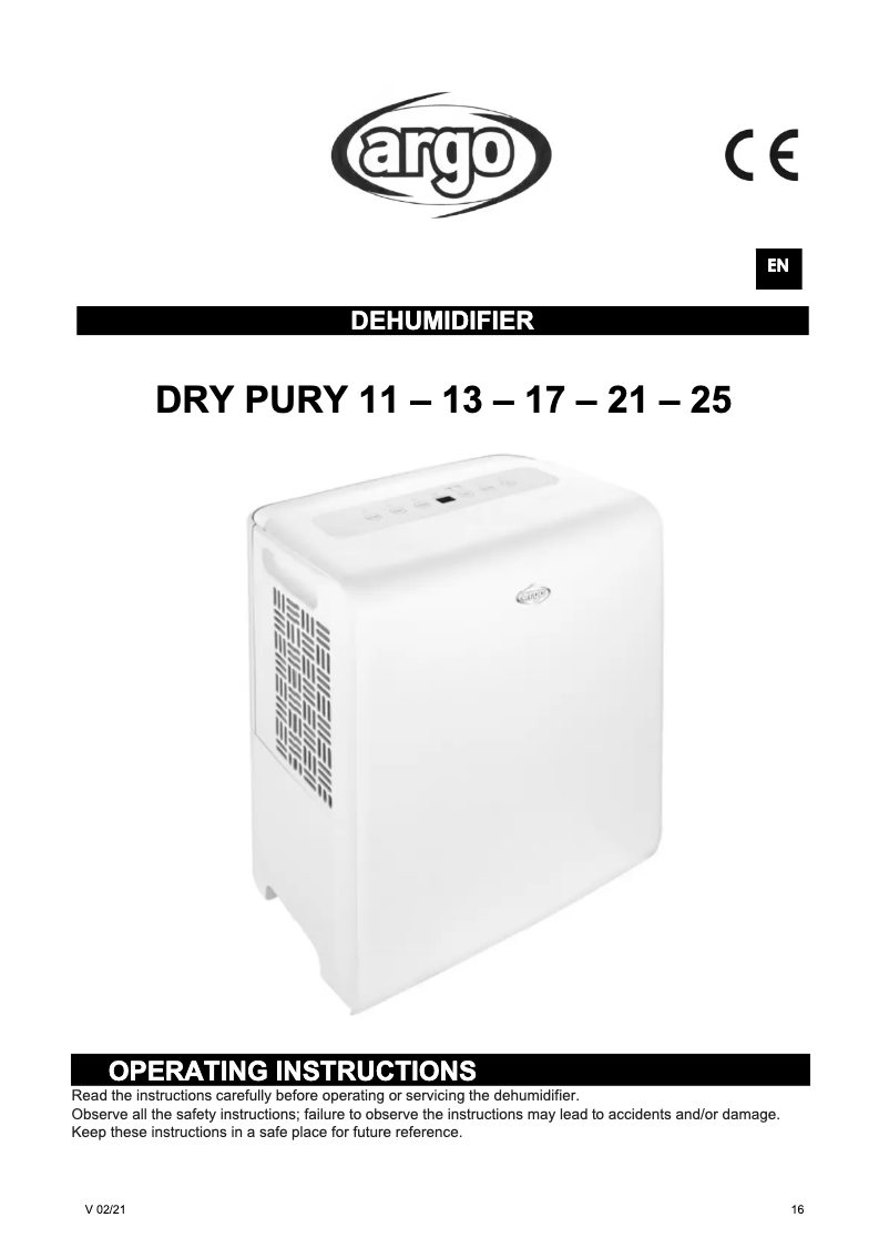 First page image of the manual for Dry Pury 25