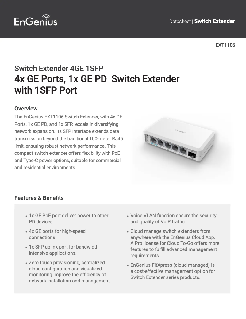 Page 1 of the manual User Manual EnGenius EXT1105P