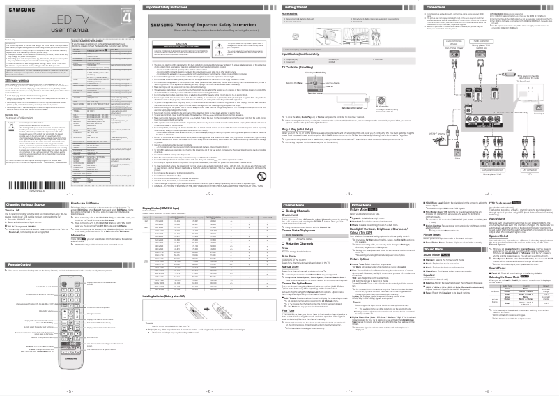 First page image of the manual for UA32FH4005R