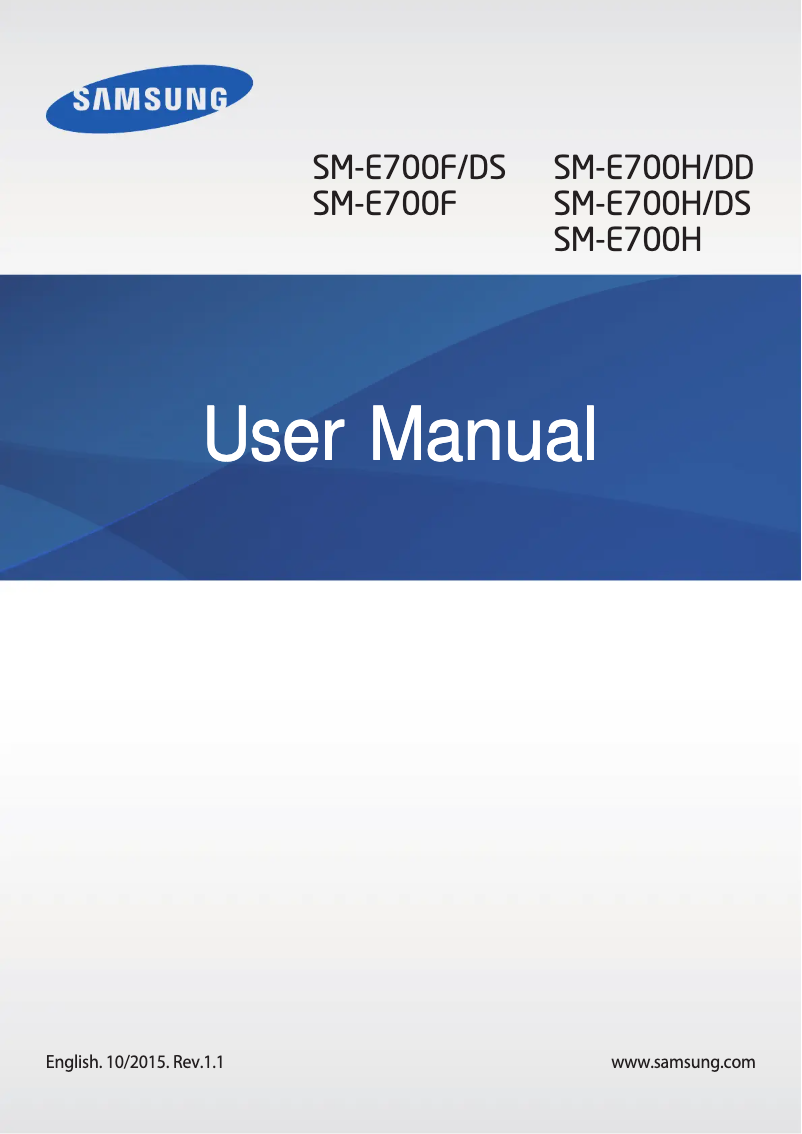First page image of the manual for Galaxy E7 Duos