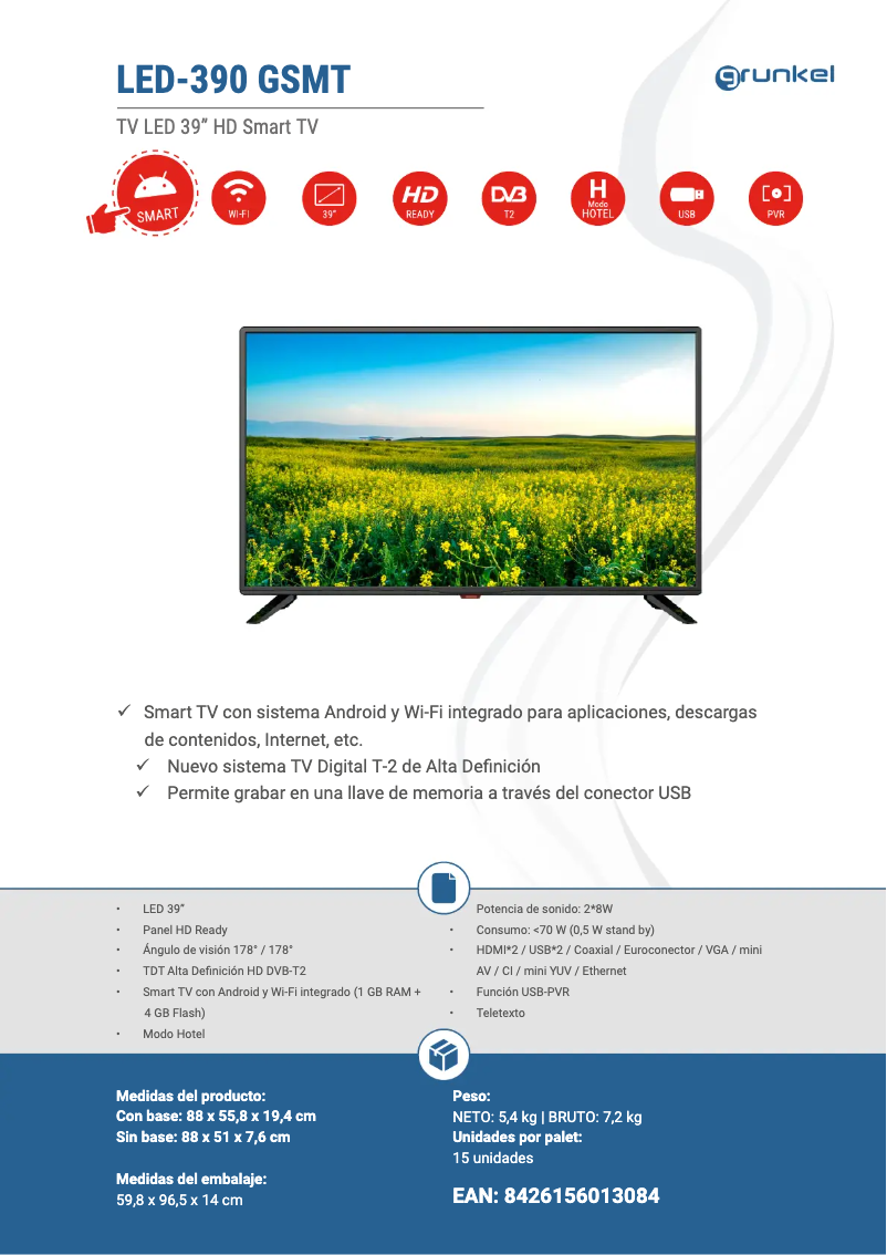 Page 1 of the manual User Manual Grunkel LED-390 GSMT