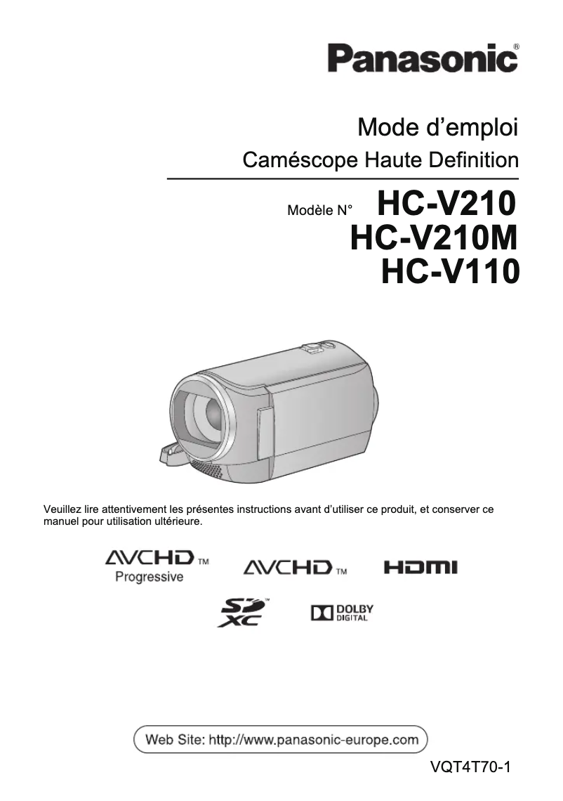 First page image of the manual for HC-V210