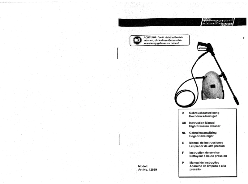 Page 1 of the manual User Manual Brüder Mannesmann 12989