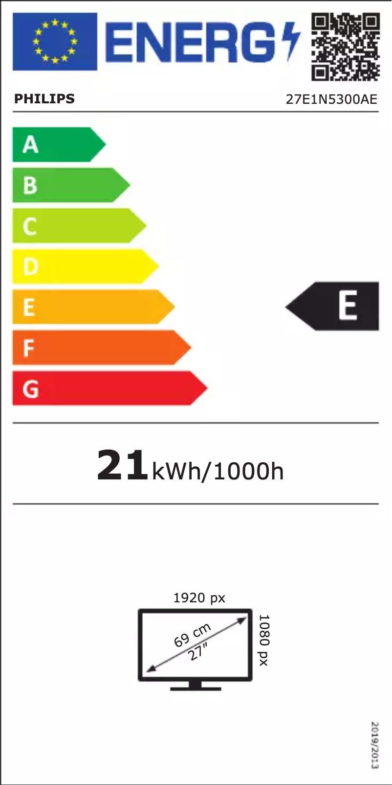 Page 1 of the manual Energy Label Philips 27E1N5300AE