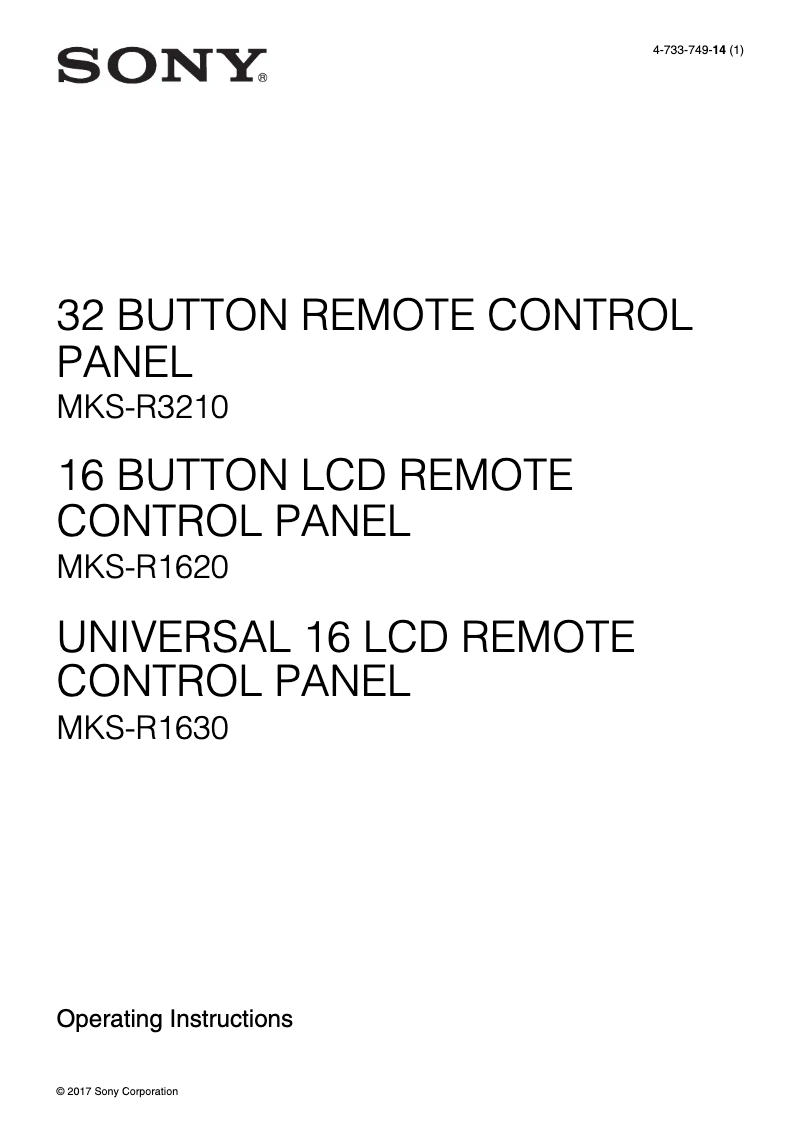 First page image of the manual for MKS-R3210