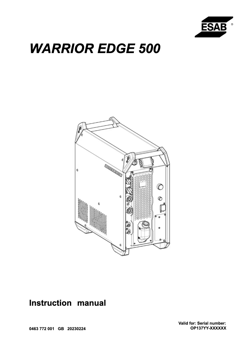 First page image of the manual for Warrior Edge 500 CX
