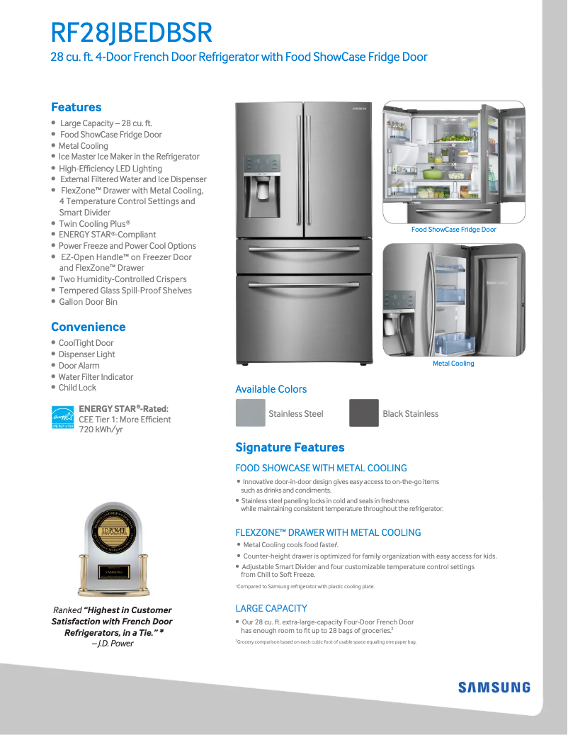 Page 1 of the manual Technical Sheet Samsung RF28JBEDBS