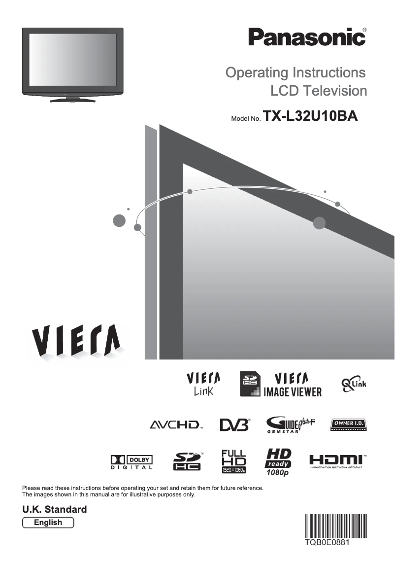 Page 1 of the manual User Manual Panasonic Viera TX-L32U10BA