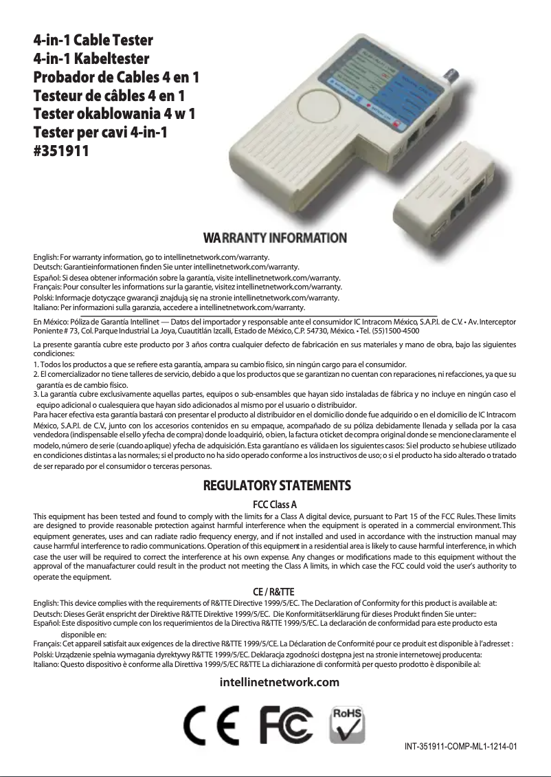 Page 1 of the manual User Manual Intellinet 351911