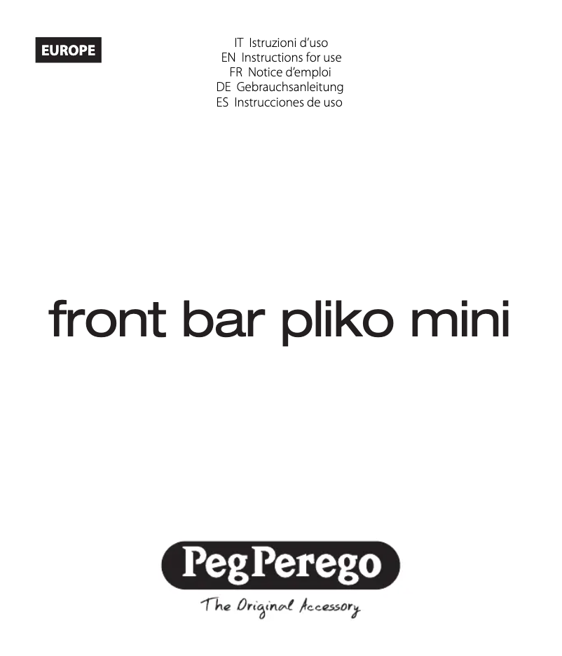 First page image of the manual for Front Bar Pliko Mini