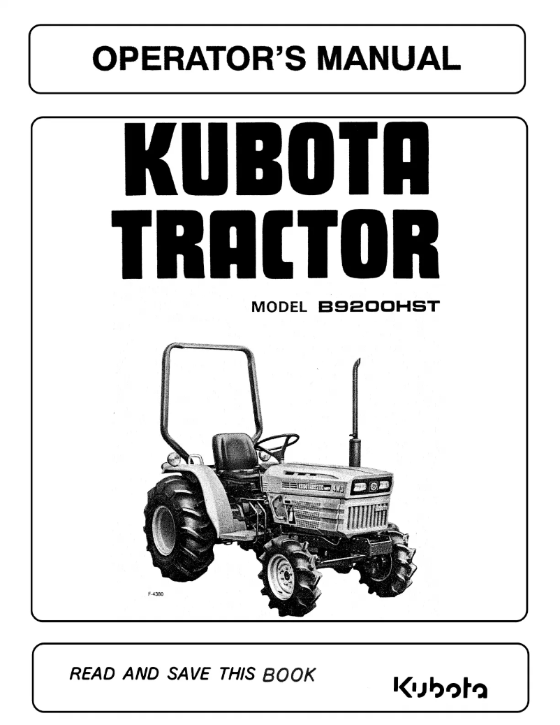 Page 1 de la notice Manuel utilisateur Kubota B9200HST