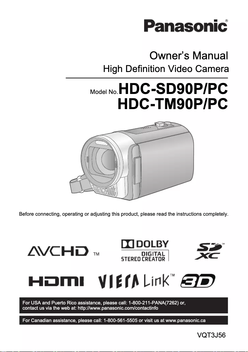 Page 1 of the manual User Manual Panasonic HDC-TM90