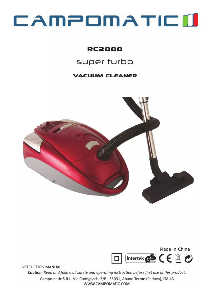Page 1 of the manual User Manual Campomatic RC2000