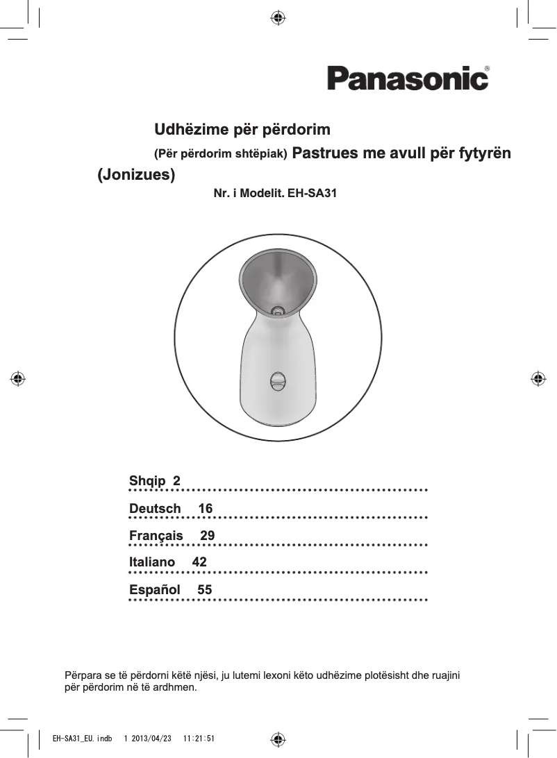 Image de la première page du manuel de l'appareil EH-SA31