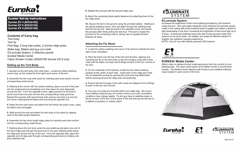 Page 1 of the manual User Manual Eureka Sunrise EX 6