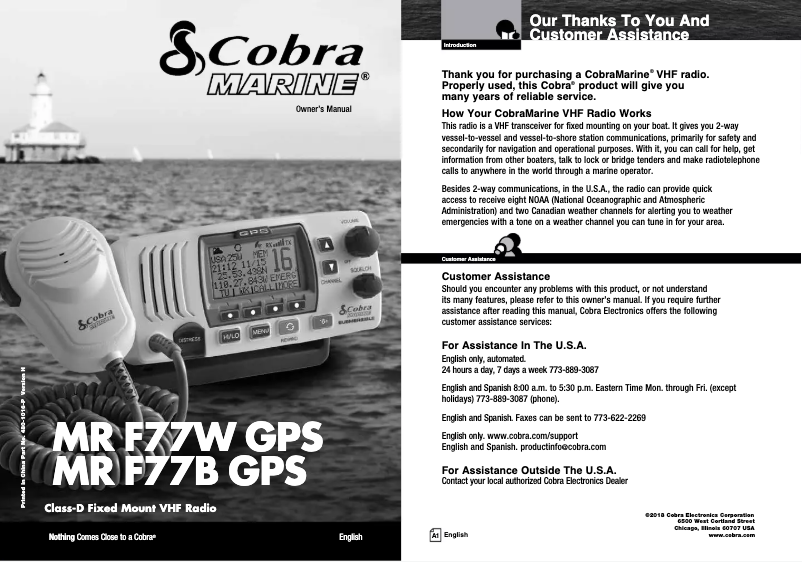 First page image of the manual for MR F77B GPS