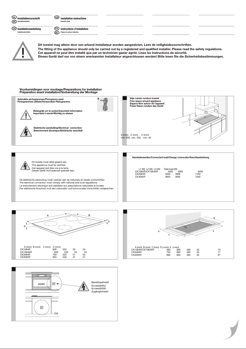 Page 1 of the manual Installation Guide Pelgrim CK3084R