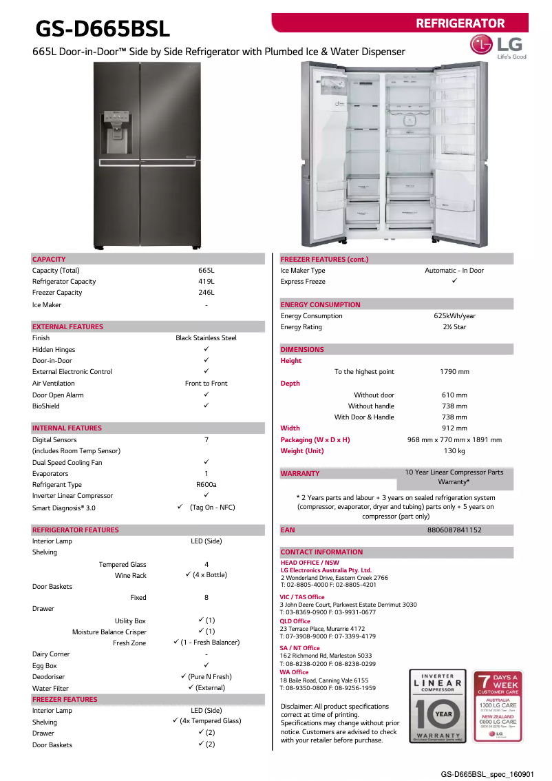 First page image of the manual for GS-D665BSL