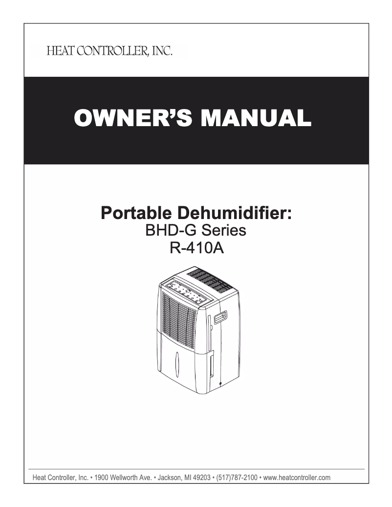 First page image of the manual for BHD-301-G