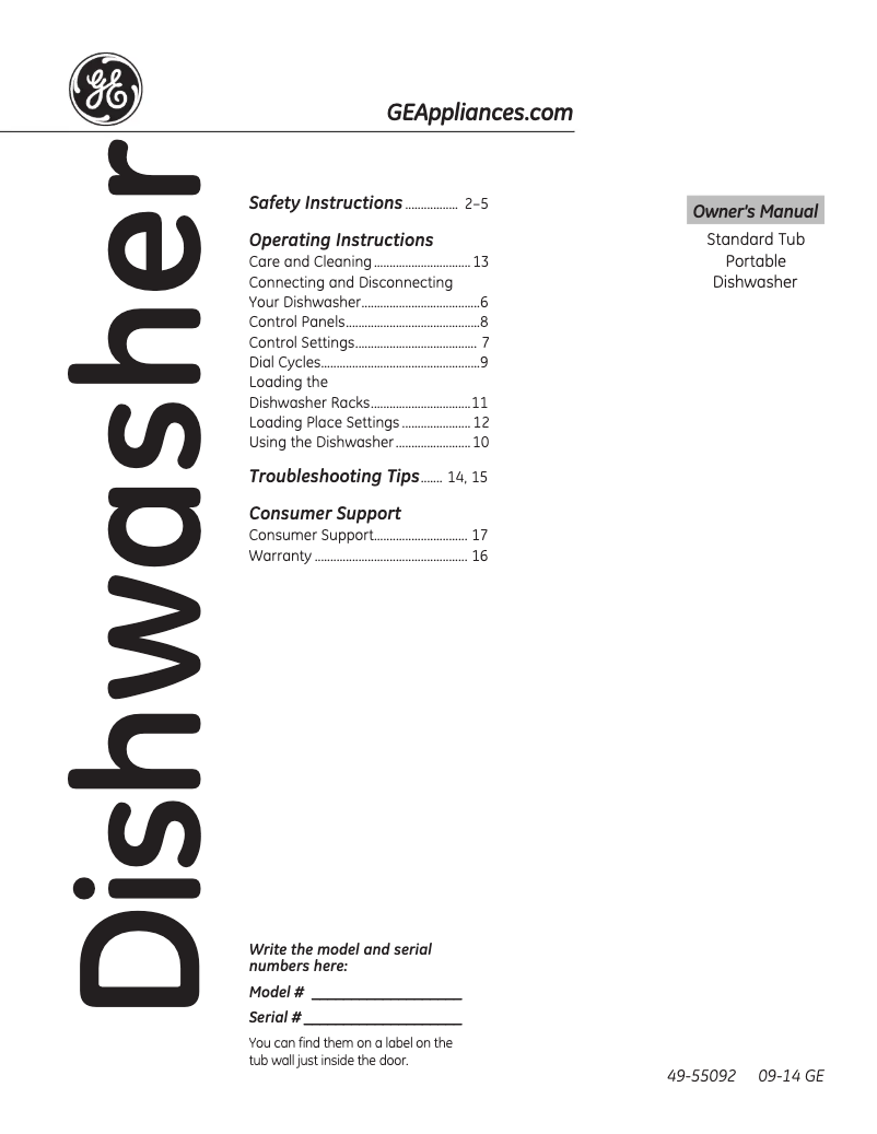 Page 1 of the manual Instruction Manual GE GSC3500DBB