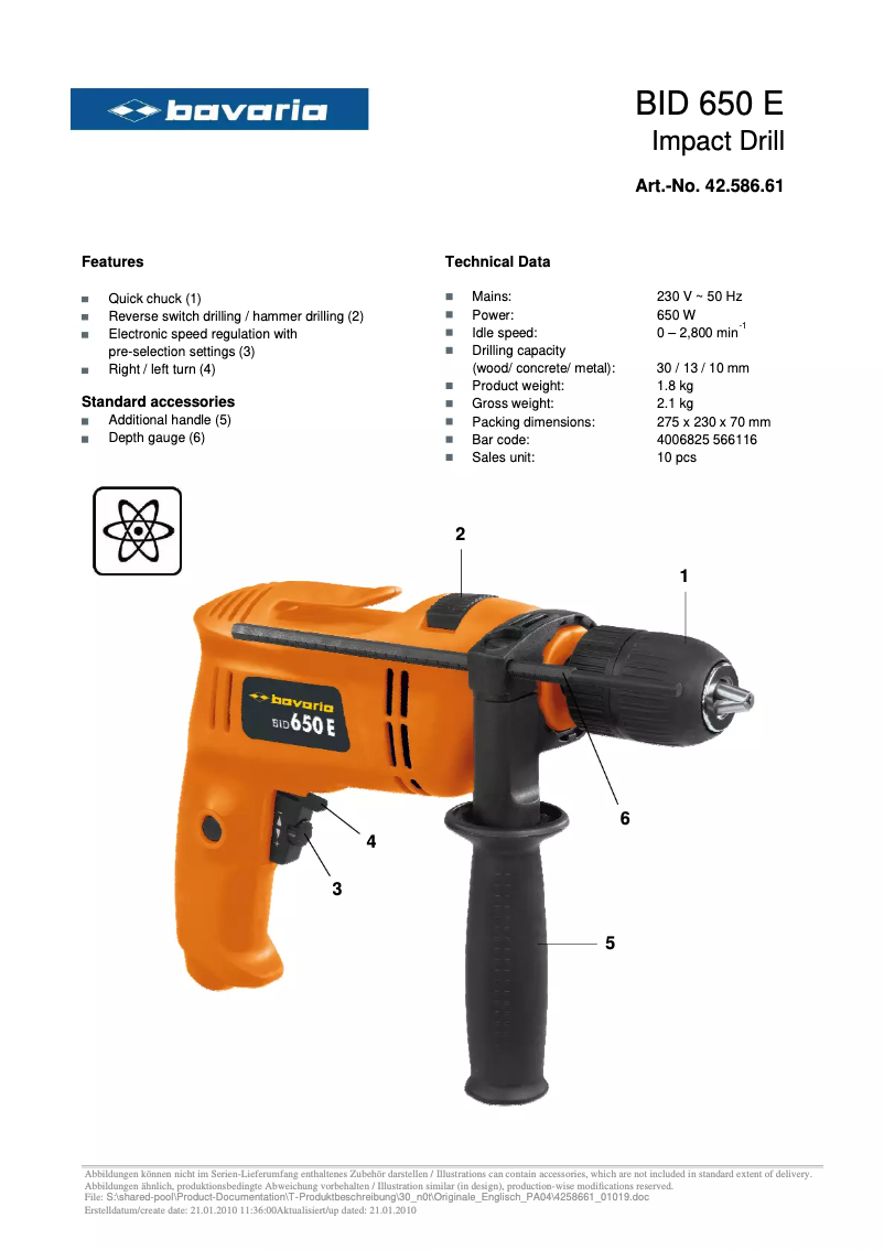 Page 1 of the manual User Manual Bavaria BID 650 E